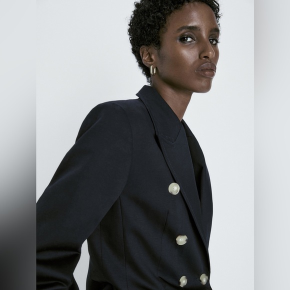 Massimo Dutti Double-breasted blazer in a cotton and linen blend NWT SZ 4 - Picture 2 of 6